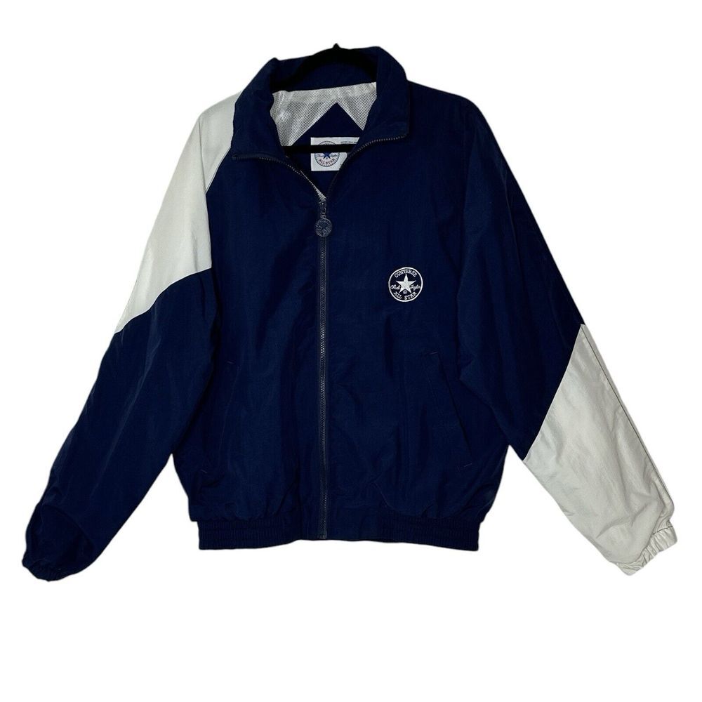 Vintage Converse All Star Windbreaker Jacket Mens Large‎ Navy Y2K  Athleisure